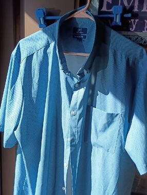 George,Classic Fit Blue Short-Sleeve Button-Up Shirt
